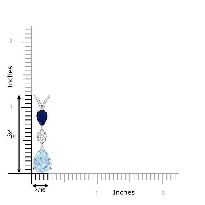9x7mm AA Pear-Shaped Sapphire and Aquamarine Drop Pendant in White Gold product image