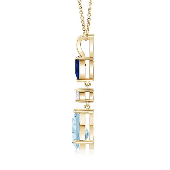 9x7mm AA Pear-Shaped Sapphire and Aquamarine Drop Pendant in Yellow Gold product image