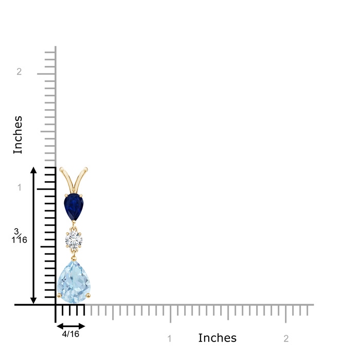 9x7mm AA Pear-Shaped Sapphire and Aquamarine Drop Pendant in Yellow Gold product image