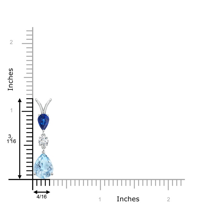 9x7mm AAA Pear-Shaped Sapphire and Aquamarine Drop Pendant in White Gold product image