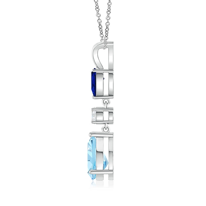 9x7mm AAAA Pear-Shaped Sapphire and Aquamarine Drop Pendant in P950 Platinum product image