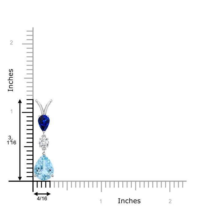 9x7mm AAAA Pear-Shaped Sapphire and Aquamarine Drop Pendant in P950 Platinum product image