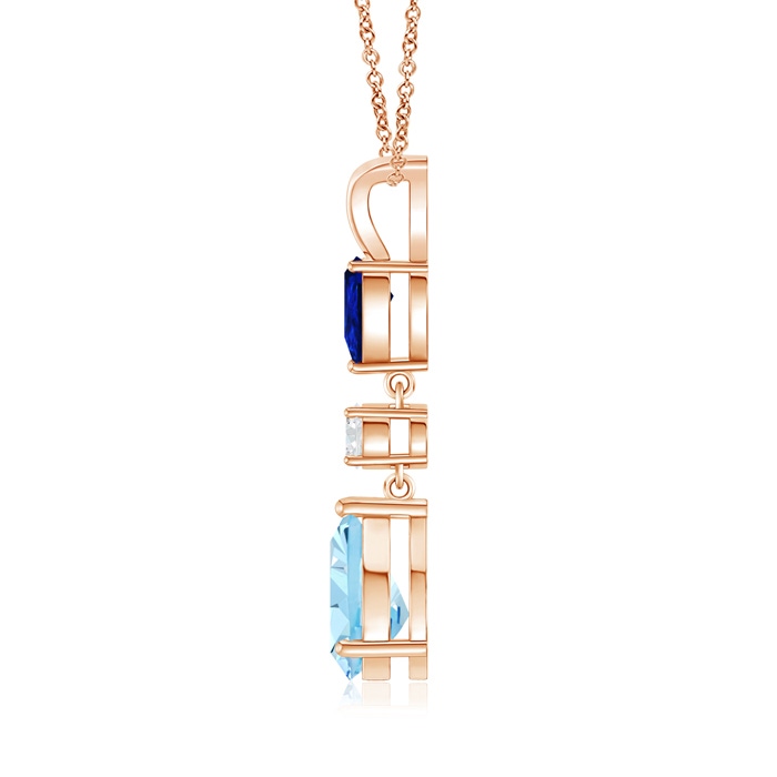 9x7mm AAAA Pear-Shaped Sapphire and Aquamarine Drop Pendant in Rose Gold product image