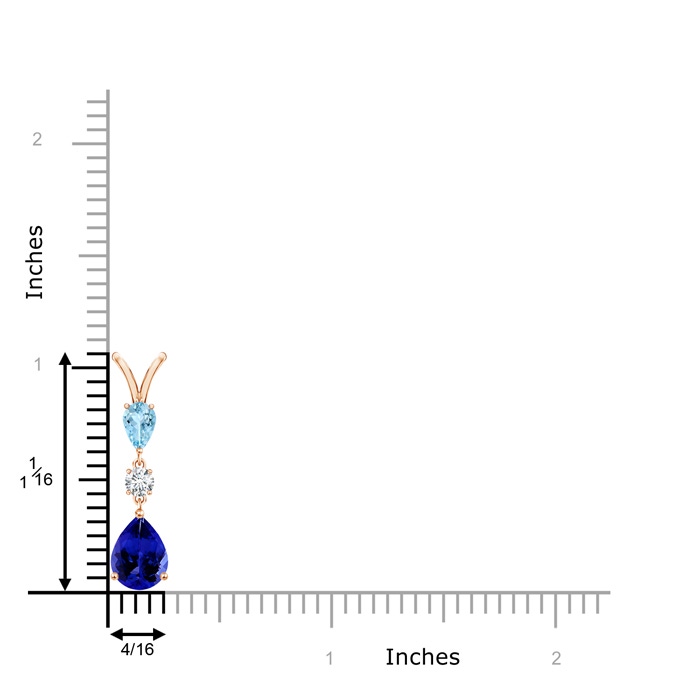 8x6mm AAAA Pear-Shaped Tanzanite and Aquamarine Drop Pendant in Rose Gold product image