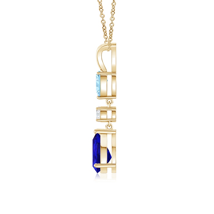 8x6mm AAAA Pear-Shaped Tanzanite and Aquamarine Drop Pendant in Yellow Gold product image