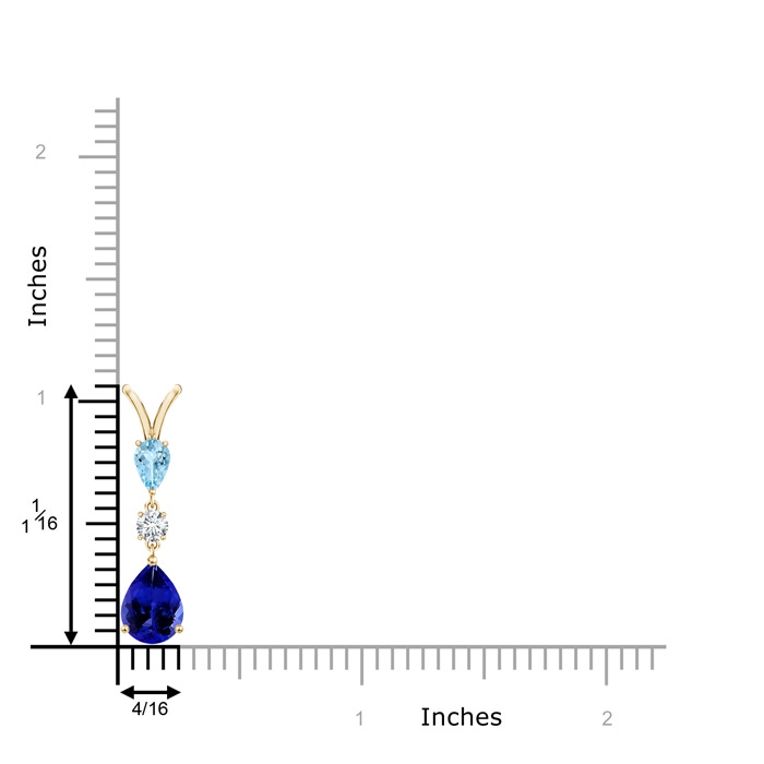 8x6mm AAAA Pear-Shaped Tanzanite and Aquamarine Drop Pendant in Yellow Gold product image