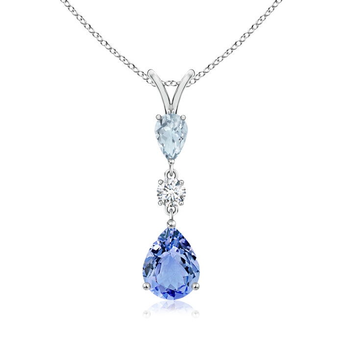 9x7mm A Pear-Shaped Tanzanite and Aquamarine Drop Pendant in P950 Platinum 