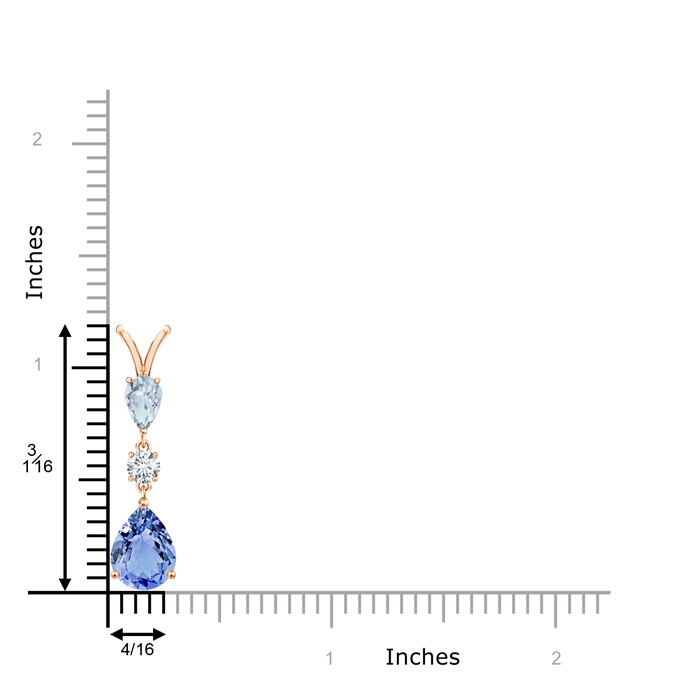 9x7mm A Pear-Shaped Tanzanite and Aquamarine Drop Pendant in Rose Gold product image