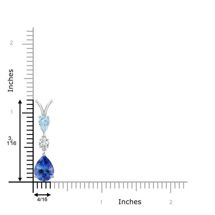 9x7mm AA Pear-Shaped Tanzanite and Aquamarine Drop Pendant in P950 Platinum product image