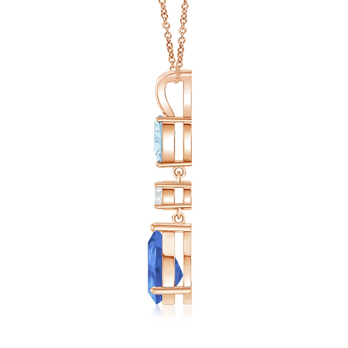9x7mm AA Pear-Shaped Tanzanite and Aquamarine Drop Pendant in Rose Gold product image