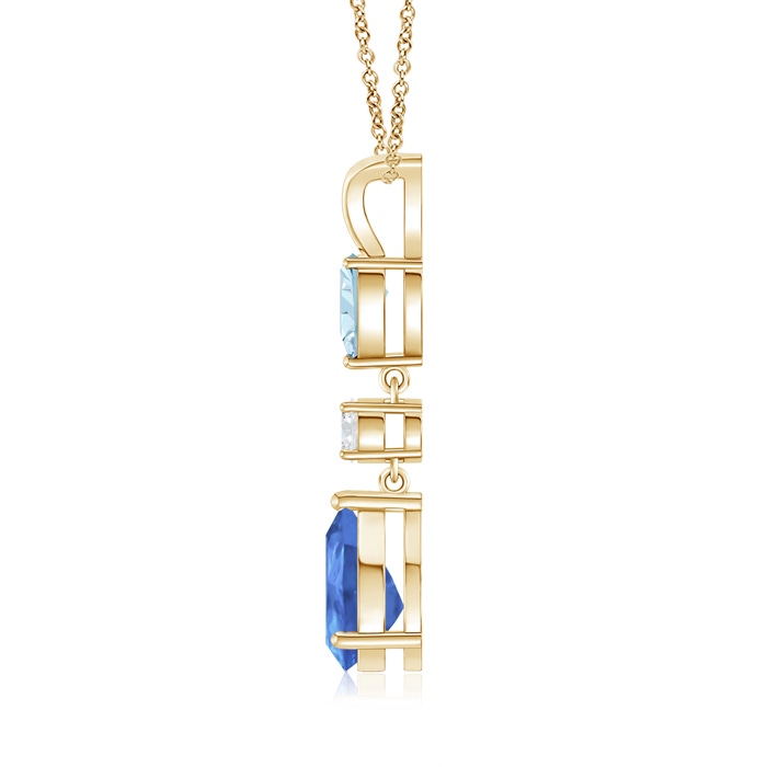 9x7mm AA Pear-Shaped Tanzanite and Aquamarine Drop Pendant in Yellow Gold product image