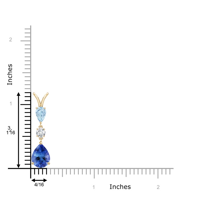 9x7mm AA Pear-Shaped Tanzanite and Aquamarine Drop Pendant in Yellow Gold product image