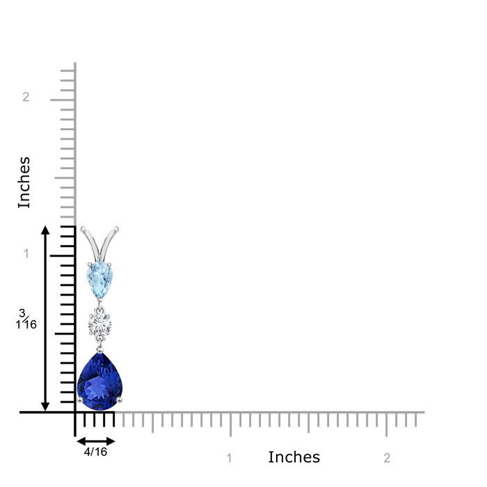 9x7mm AAA Pear-Shaped Tanzanite and Aquamarine Drop Pendant in P950 Platinum product image