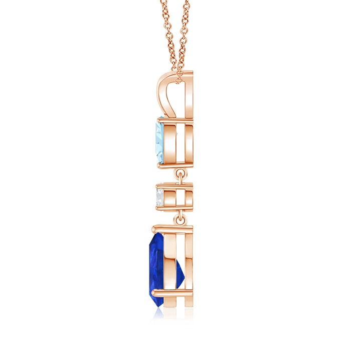 9x7mm AAA Pear-Shaped Tanzanite and Aquamarine Drop Pendant in Rose Gold product image