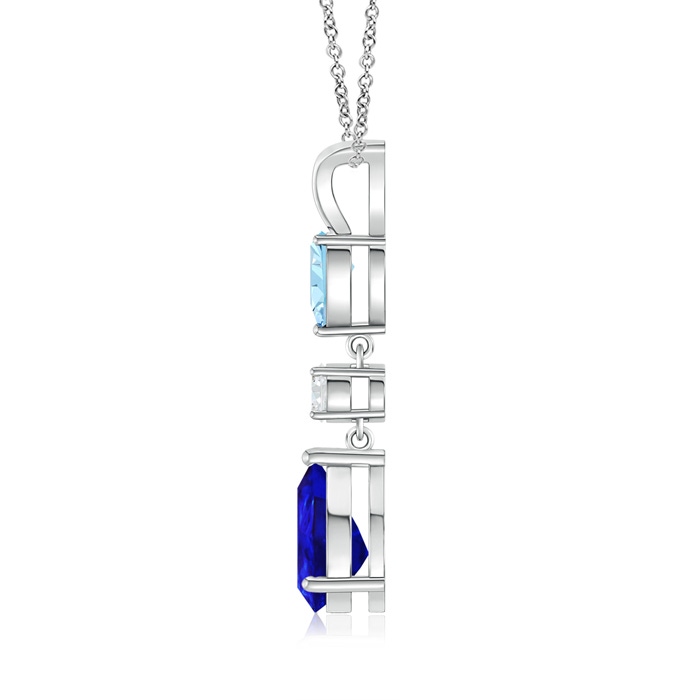 9x7mm AAAA Pear-Shaped Tanzanite and Aquamarine Drop Pendant in P950 Platinum product image