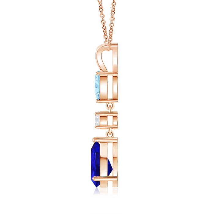 9x7mm AAAA Pear-Shaped Tanzanite and Aquamarine Drop Pendant in Rose Gold product image