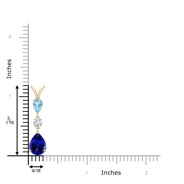 9x7mm AAAA Pear-Shaped Tanzanite and Aquamarine Drop Pendant in Yellow Gold product image