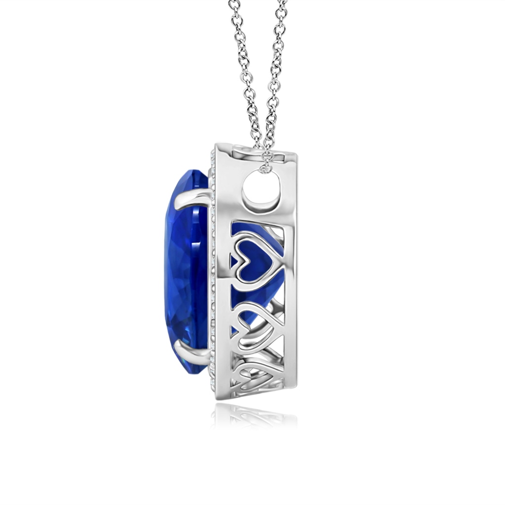 8.55x8.53x4.49mm AAA GIA Certified Round Blue Sapphire Pendant with Diamond Halo in White Gold - side 199