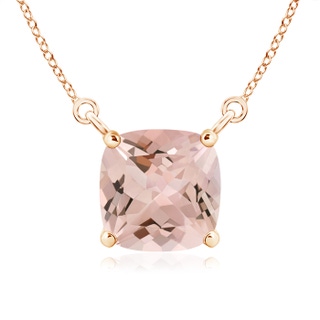 8mm AA Classic Cushion Morganite Solitaire Pendant in Rose Gold