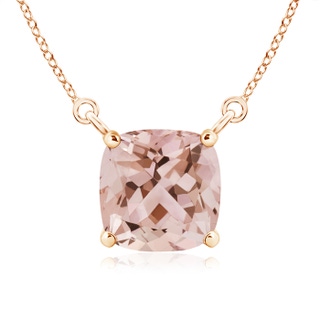 8mm AAA Classic Cushion Morganite Solitaire Pendant in 9K Rose Gold