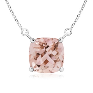 8mm AAA Classic Cushion Morganite Solitaire Pendant in 9K White Gold