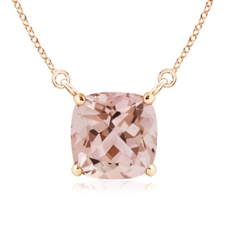 8mm AAA Classic Cushion Morganite Solitaire Pendant in Rose Gold