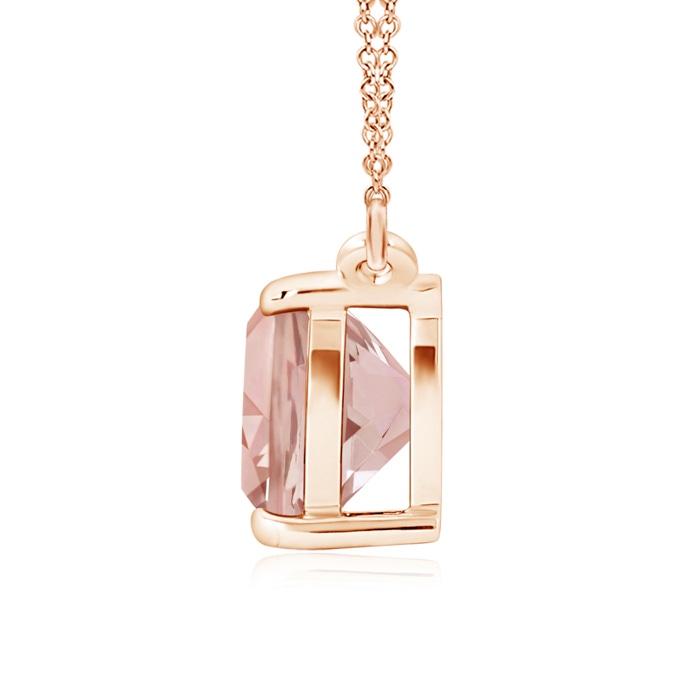 8mm AAA Classic Cushion Morganite Solitaire Pendant in Rose Gold Product Image