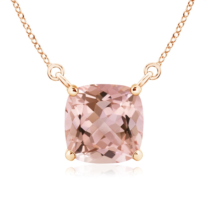 8mm AAAA Classic Cushion Morganite Solitaire Pendant in Rose Gold