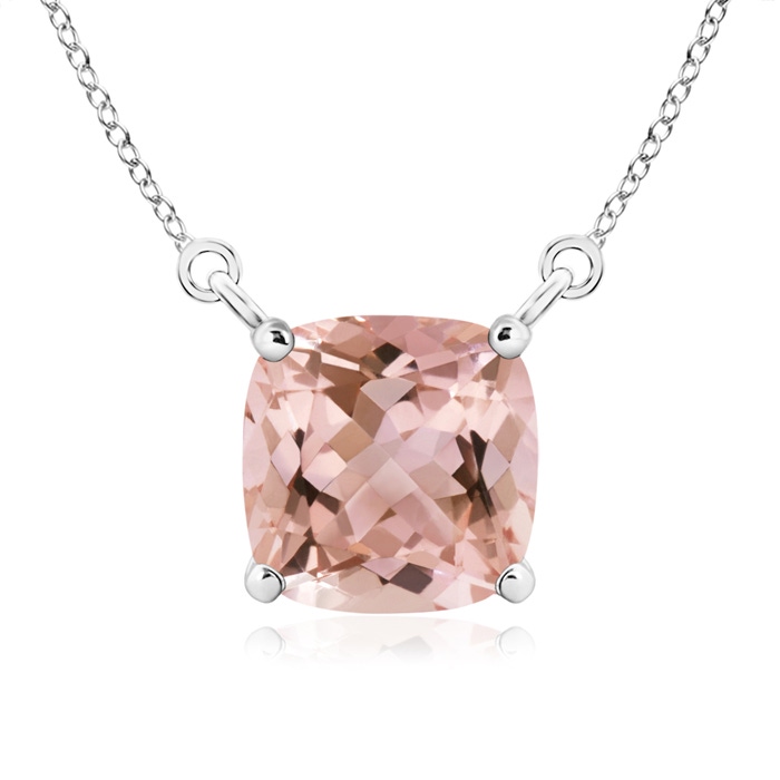 8mm AAAA Classic Cushion Morganite Solitaire Pendant in White Gold