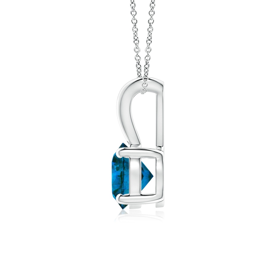 5.1mm AAA Round Blue Diamond Solitaire V-Bale Pendant in P950 Platinum side 1