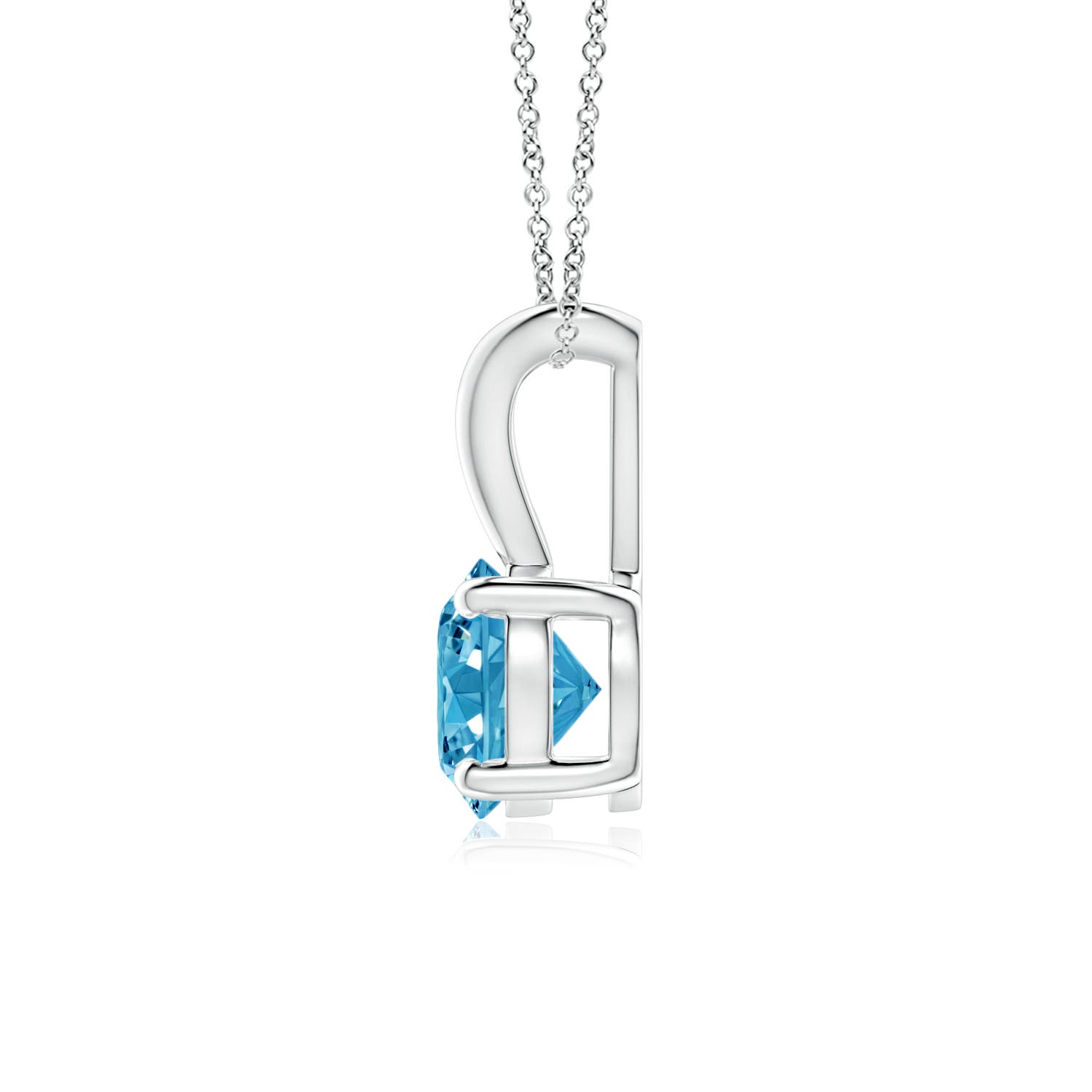 5.1mm AAAA Round Fancy Intense Blue Diamond Solitaire V-Bale Pendant in 18K White Gold