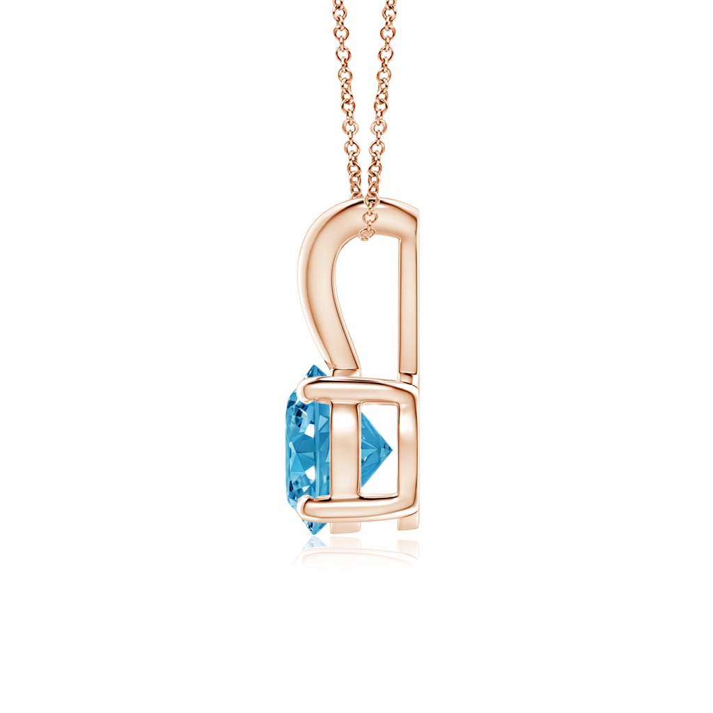 5.1mm AAAA Round Fancy Intense Blue Diamond Solitaire V-Bale Pendant in Rose Gold - side 199