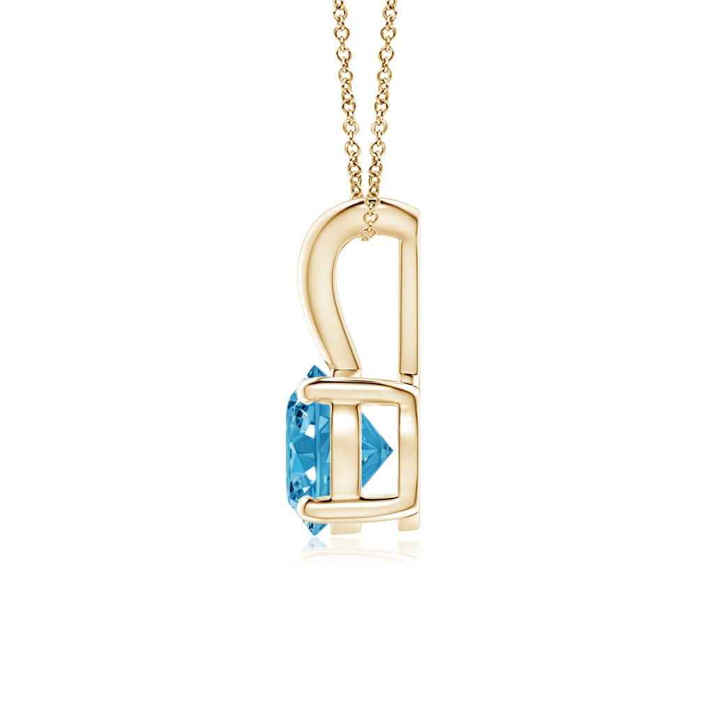 5.1mm AAAA Round Fancy Intense Blue Diamond Solitaire V-Bale Pendant in Yellow Gold - side 199