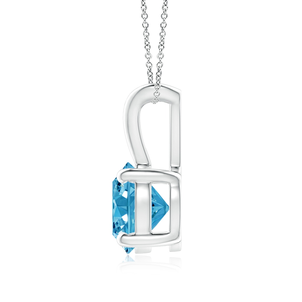 6.4mm AAAA Round Fancy Intense Blue Diamond Solitaire V-Bale Pendant in White Gold - side 199