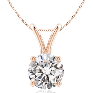 10.1mm IJI1I2 Round Diamond Solitaire V-Bale Pendant in Rose Gold