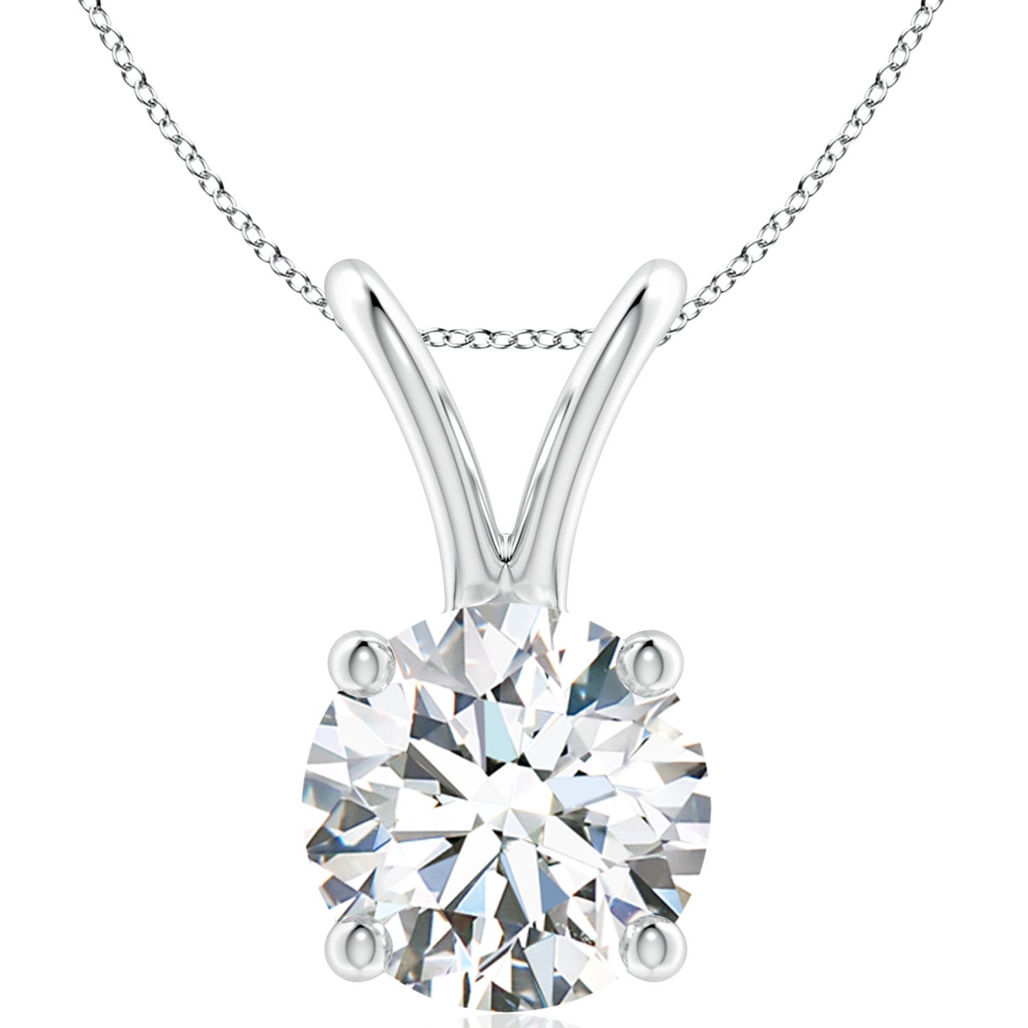 11.1mm GVS2 Prong-Set Round Diamond Solitaire V-Bale Pendant in P950 Platinum