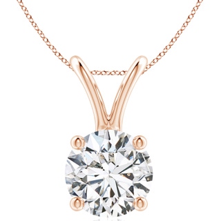 11.1mm HSI2 Round Diamond Solitaire V-Bale Pendant in Rose Gold