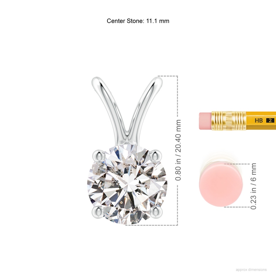 11.1mm IJI1I2 Round Diamond Solitaire V-Bale Pendant in P950 Platinum ruler