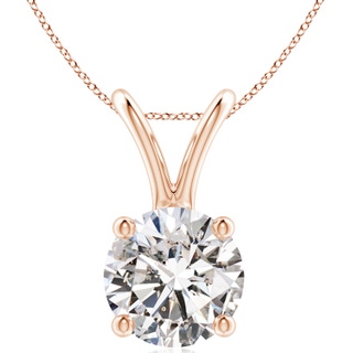11.1mm IJI1I2 Round Diamond Solitaire V-Bale Pendant in Rose Gold