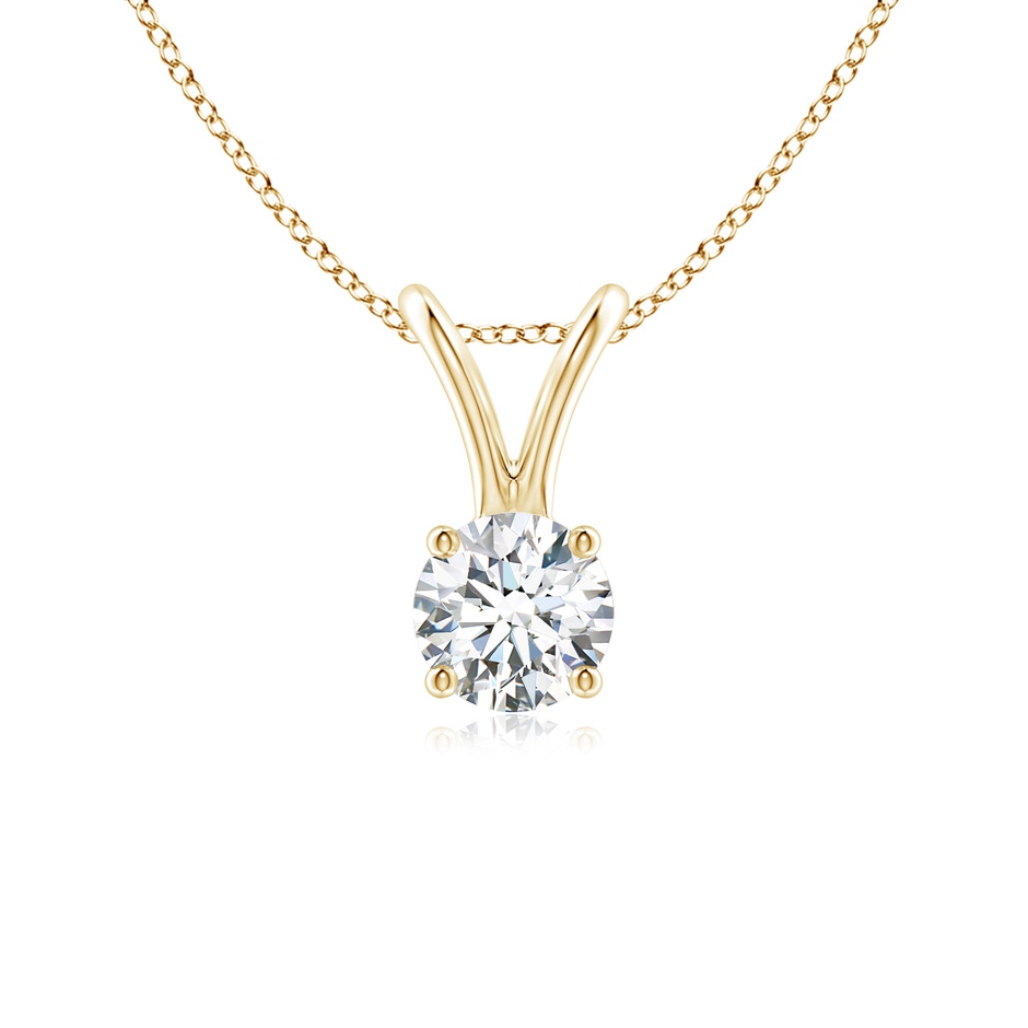 4.1mm GVS2 Round Diamond Solitaire V-Bale Pendant in 18K Yellow Gold 