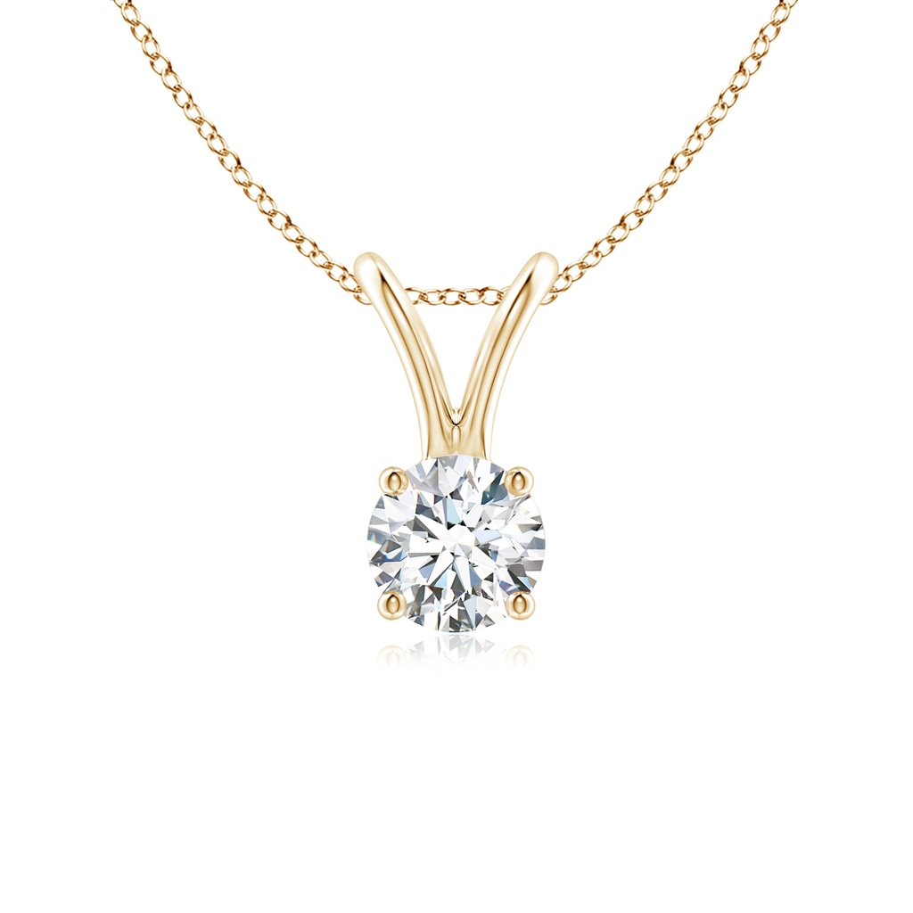 4.1mm GVS2 Round Diamond Solitaire V-Bale Pendant in Yellow Gold