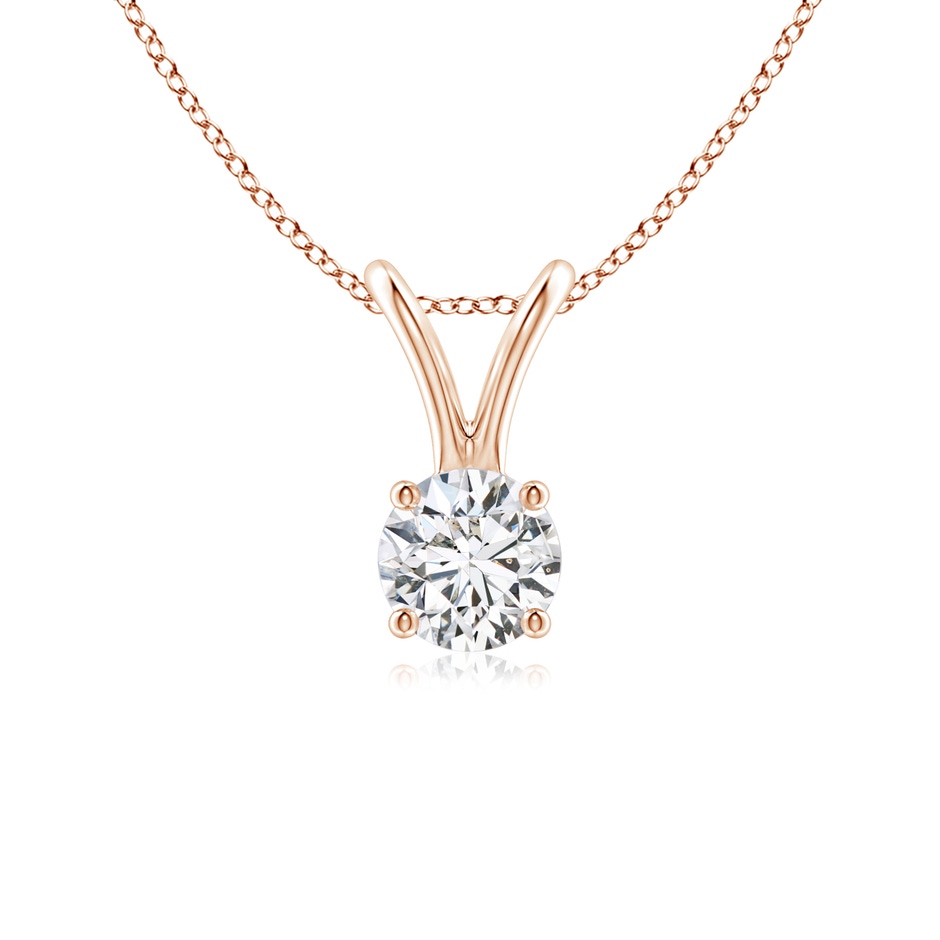 4.1mm HSI2 Round Diamond Solitaire V-Bale Pendant in Rose Gold 