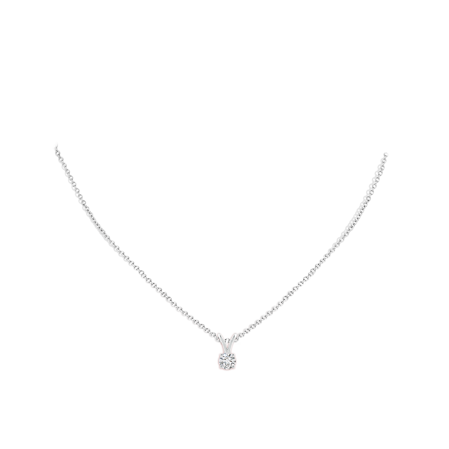 4.1mm HSI2 Prong-Set Round Diamond Solitaire V-Bale Pendant in White Gold - body_neck