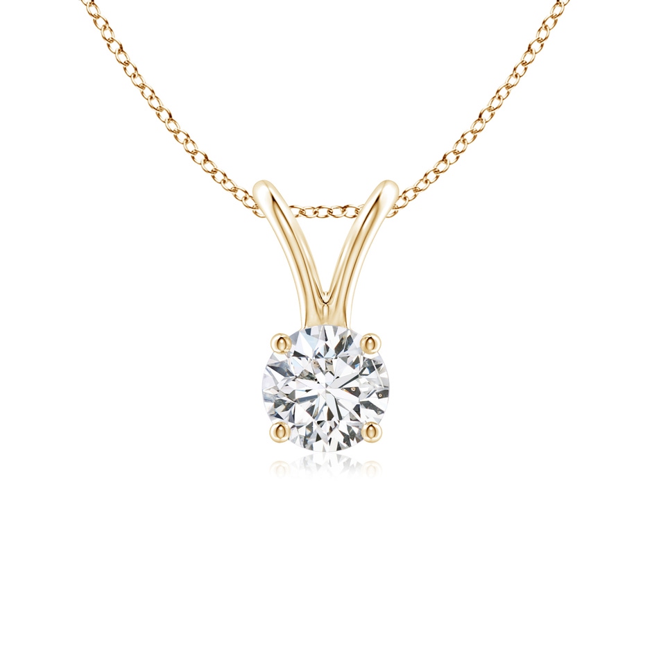 4.1mm HSI2 Round Diamond Solitaire V-Bale Pendant in Yellow Gold 