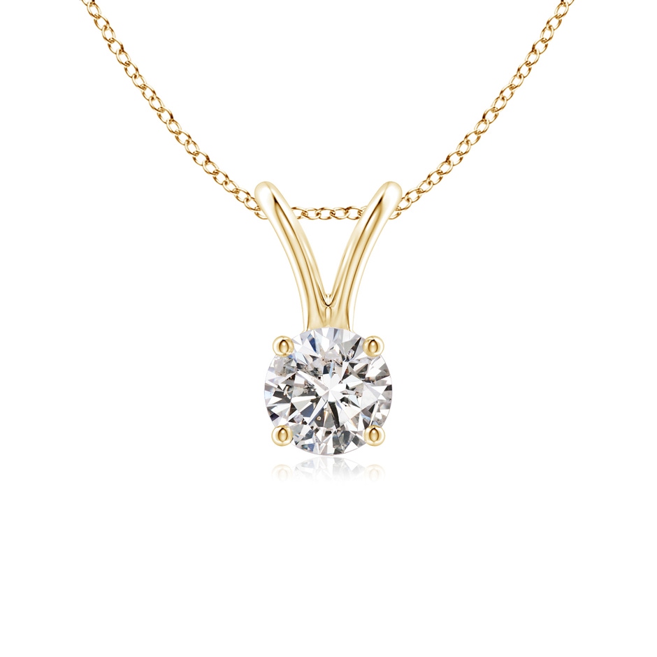 4.1mm IJI1I2 Round Diamond Solitaire V-Bale Pendant in 18K Yellow Gold 