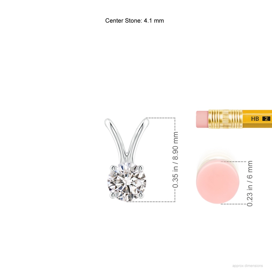 4.1mm IJI1I2 Round Diamond Solitaire V-Bale Pendant in P950 Platinum ruler