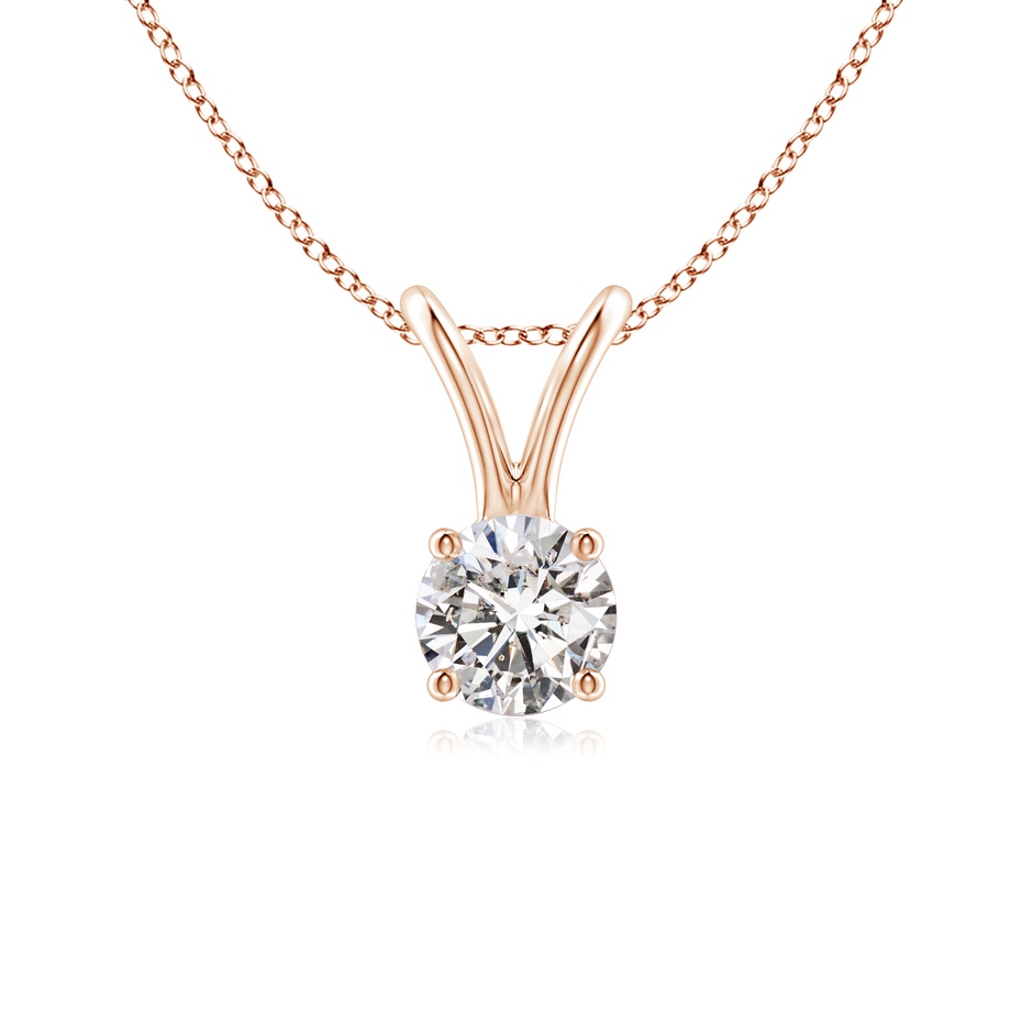 4.1mm IJI1I2 Round Diamond Solitaire V-Bale Pendant in Rose Gold 