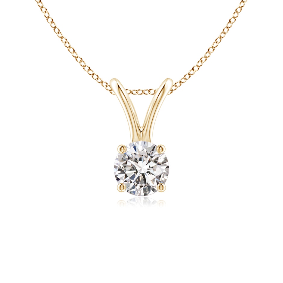 4.1mm IJI1I2 Round Diamond Solitaire V-Bale Pendant in Yellow Gold 