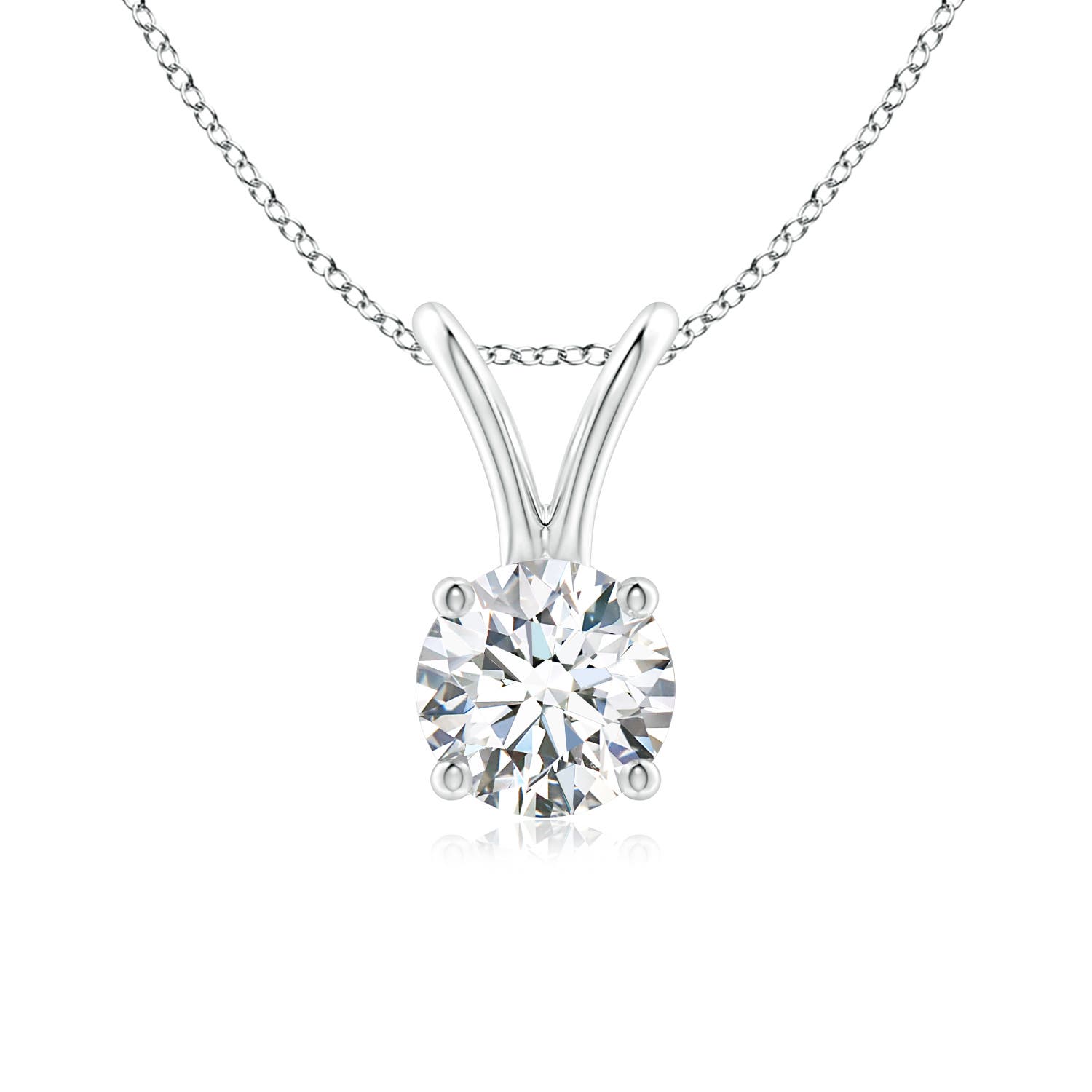 5.1mm GVS2 Prong-Set Round Diamond Solitaire V-Bale Pendant in 18CT White Gold