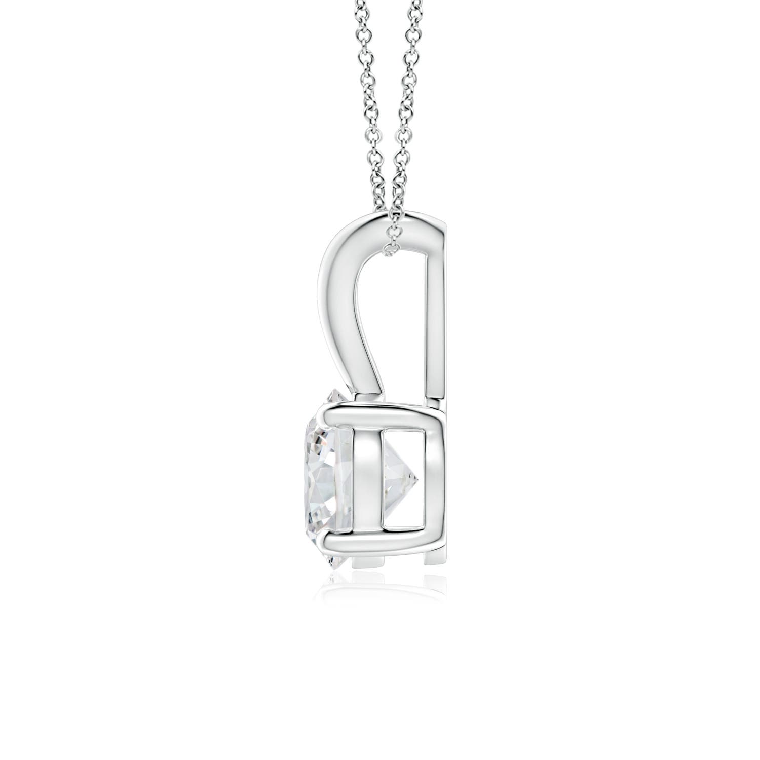5.1mm HSI2 Prong-Set Round Diamond Solitaire V-Bale Pendant in 18K White Gold